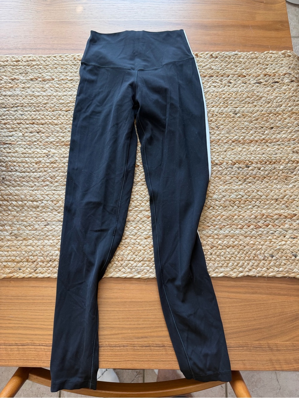 aerie Black Leggings with White Side Stripe